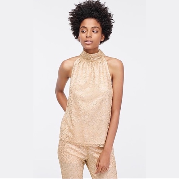 J.Crew | Tie-neck Metal Lace Top - Picture 2 of 8